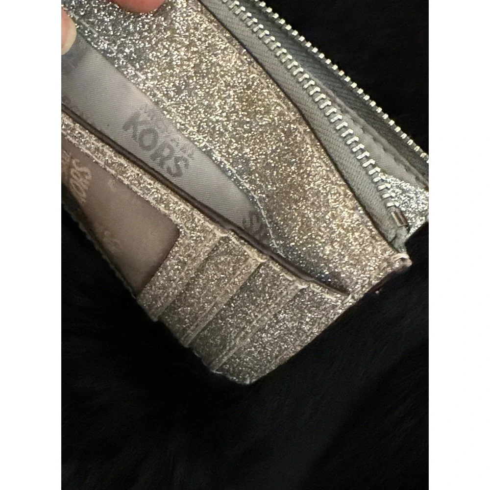 Michael Kors Mini Silver Glitter Wallet Id And Card Holder